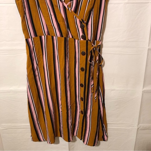 Xhileration Striped Wrap Tank Dress Women’s Size Medium Boho Lightweight Smocked - Picture 2 of 11